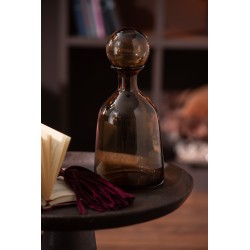 Bouteille décorative avec bouchon en verre marron 14x14x33 cm