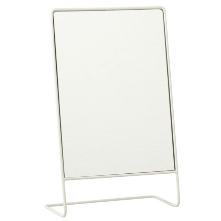Miroir sur pied rectangulaire en métal blanc