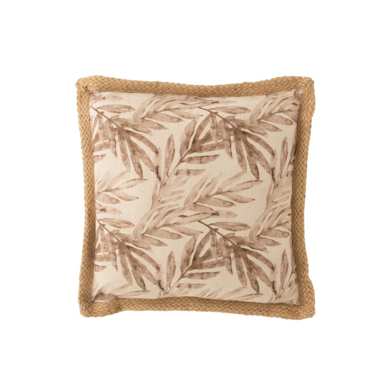 Coussin carré avec motifs en coton beige 49x49cm Coussin carré avec motifs en coton beige 49x49cm