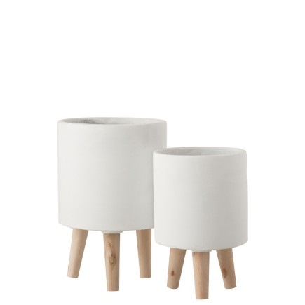 cache-pot sur pieds en ciment blanc 19.5x19.5x30 cm