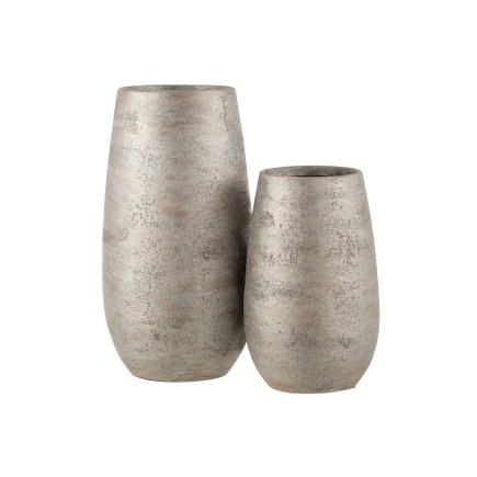 Vase irrégulier rugueux en céramique argent 18x41 cm
