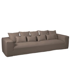 Housse pour fauteuil et 9 coussins en lin taupe 394x167cm