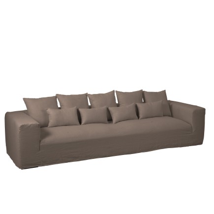Housse pour fauteuil et 9 coussins en lin taupe 394x167cm