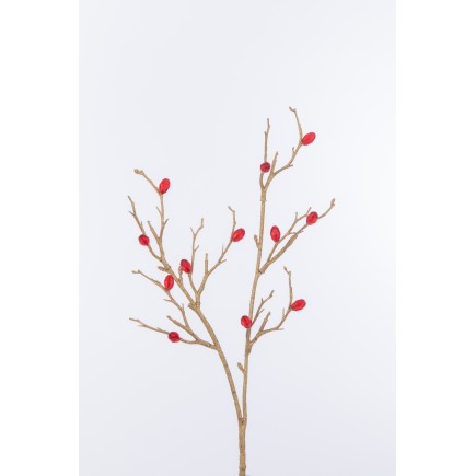 Branche avec pierre rouge en plastique beige 3x9x49 cm