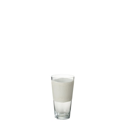 Vase avec ligne en verre blanc 14x14x25 cm