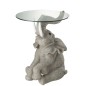 Mesa redonda con base de elefante sintético gris de 49x48x63 cm. Mesa redonda con base de elefante sintético gris de 49x48x63 cm.