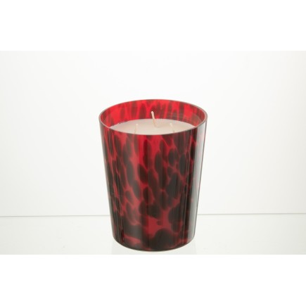 Bougie parfumée 68h en parafinne et verre rouge 13x13x16 cm