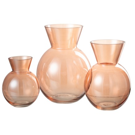 Vase boule en verre orange 16x16x23 cm
