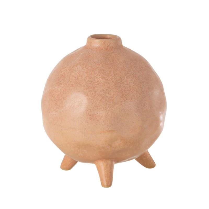 Vaso rotondo in ceramica color salmone con base 15x15x17 cm Vaso rotondo in ceramica color salmone con base 15x15x17 cm