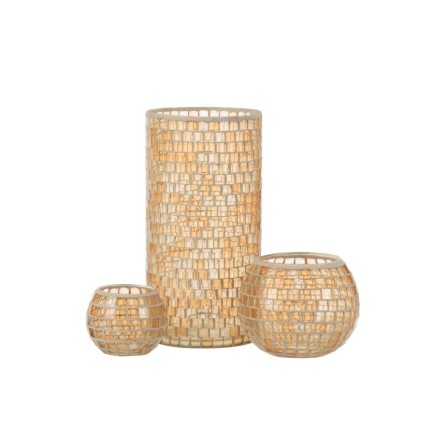 Vaso cilindrico mosaico in vetro arancione 15x15x29 cm