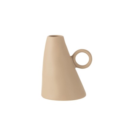 Vaso inclinato in ceramica beige 13x12x17 cm