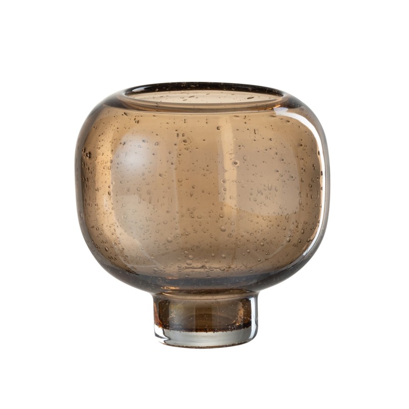 Vaso rotondo in vetro marrone con base 16x16x16 cm Vaso rotondo in vetro marrone con base 16x16x16 cm