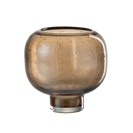 Vaso rotondo in vetro marrone con base 16x16x16 cm