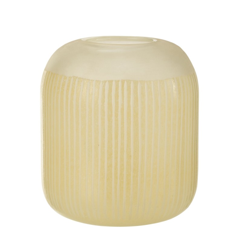Jarrón con líneas de vidrio amarillo 20x20x24 cm Jarrón con líneas de vidrio amarillo 20x20x24 cm