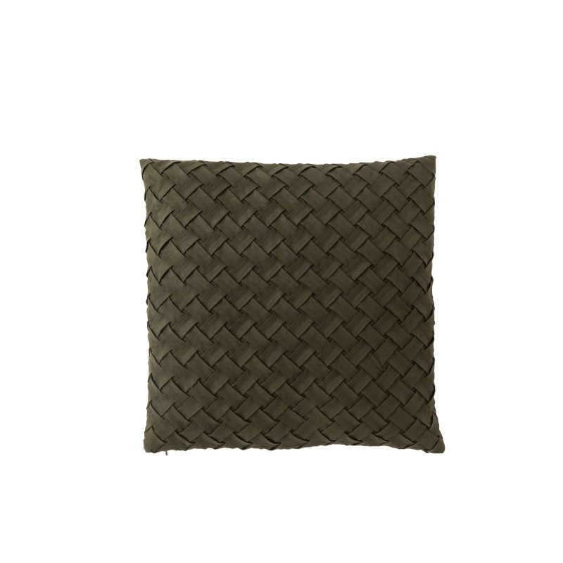 Coussin carré tissé en polyester vert 43x43cm Coussin carré tissé en polyester vert 43x43cm