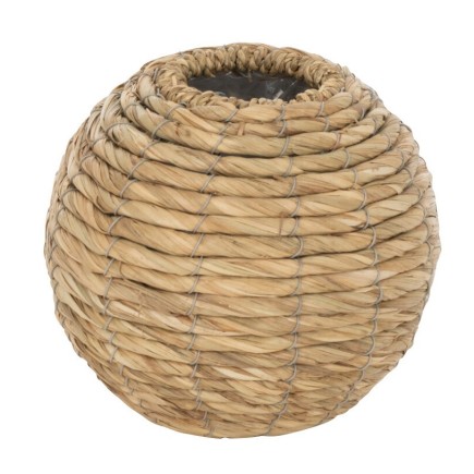 Vaso a sfera in legno naturale 17,5x17,5x15,5 cm