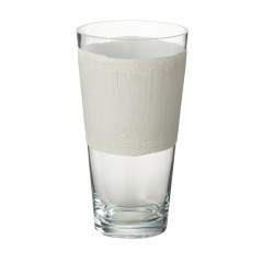 Vase avec ligne en verre blanc 14x14x25 cm