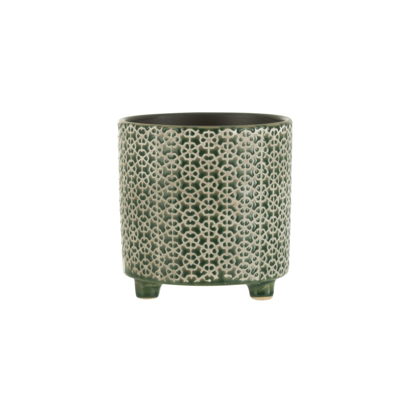 Cache-pot sur pieds en céramique verte D. 16.5 cm Cache-pot sur pieds en céramique verte D. 16.5 cm