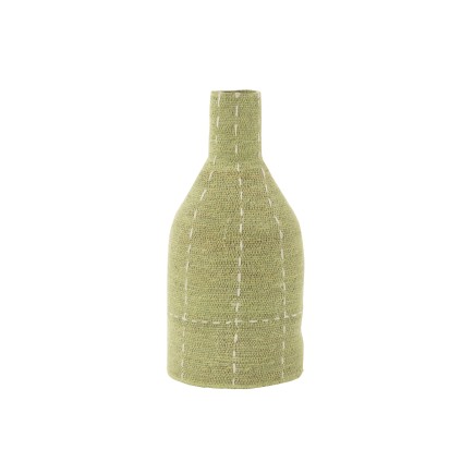 Jarrón botella de junco verde 25x25x50 cm