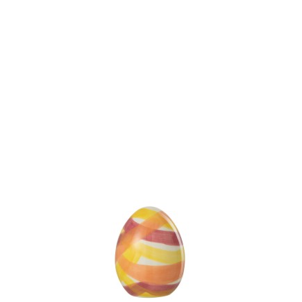 Oeuf lignes en poterie multicolore 9x9x11.5 cm