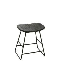 Tabouret rectangulaire en métal noir 40x30x45 cm
