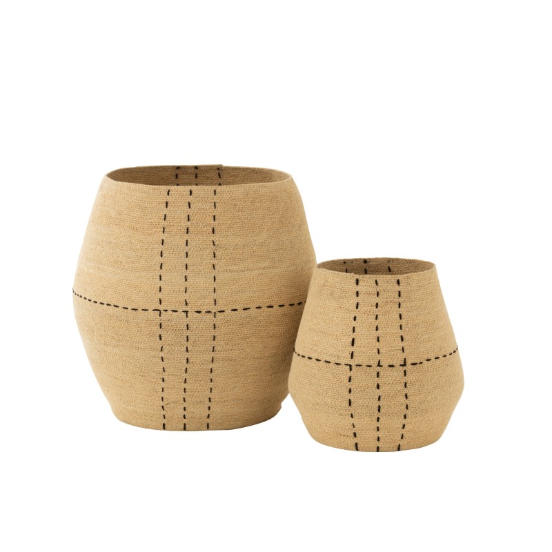 Cesta punteada en junco natural/negro 46x46x46 cm Cesta punteada en junco natural/negro 46x46x46 cm