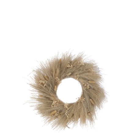 Couronne fleurs séchées en roseau naturel 50x50x7 cm