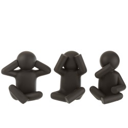 Set de 3 P’tit maurice de la sagesse en résine noir 24x15x25 cm
