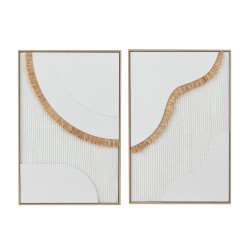 Tableau Straw en toile blanc 60x90x3.5 cm assortiment de 2