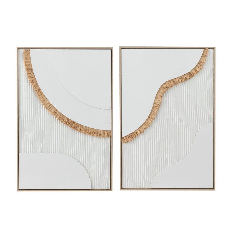 Tableau Straw en toile blanc 60x90x3.5 cm assortiment de 2 Tableau Straw en toile blanc 60x90x3.5 cm assortiment de 2
