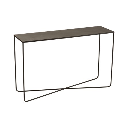 Mesa consola rectangular pata cruzada de metal negro 120cm