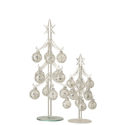 Árbol de Navidad decorativo con bolas de vidrio plateado H30cm