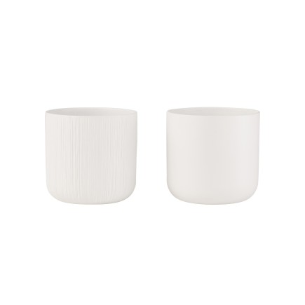 Set de 2 cache-pots en céramique blanc 18.5x18.5x18 cm