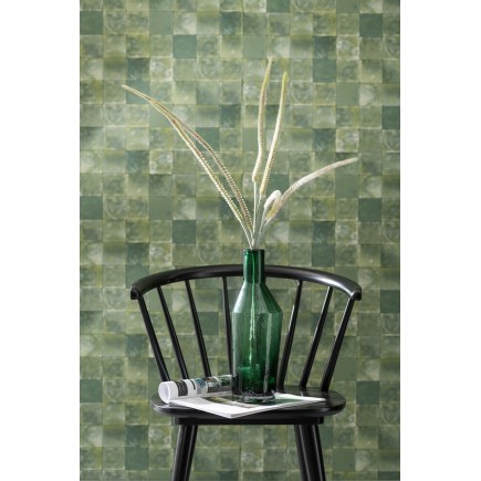Botella decorativa de vidrio verde 14x14x28 cm