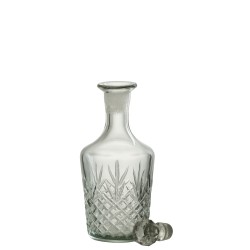 Bouteille avec bouchon en verre transparent 10x10x28 cm