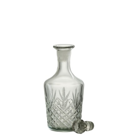 Bouteille avec bouchon en verre transparent 10x10x28 cm