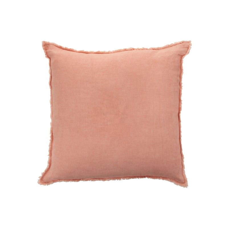 Coussin délavé en lin rose pêche 45x45cm Coussin délavé en lin rose pêche 45x45cm