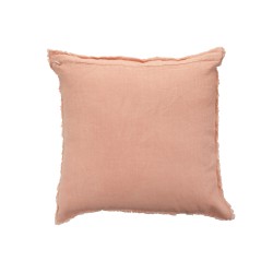Coussin délavé en lin rose pêche 45x45cm