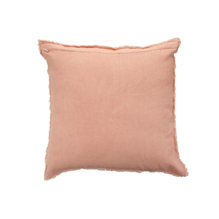 Coussin délavé en lin rose pêche 45x45cm