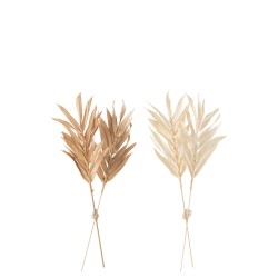 Lot de 2 bouquets de feuilles séchées en bois naturel 12x3x41 cm