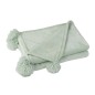 Coperta con pompon in poliestere verde chiaro 173x126 cm Coperta con pompon in poliestere verde chiaro 173x126 cm