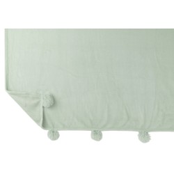 Coperta con pompon in poliestere verde chiaro 173x126 cm