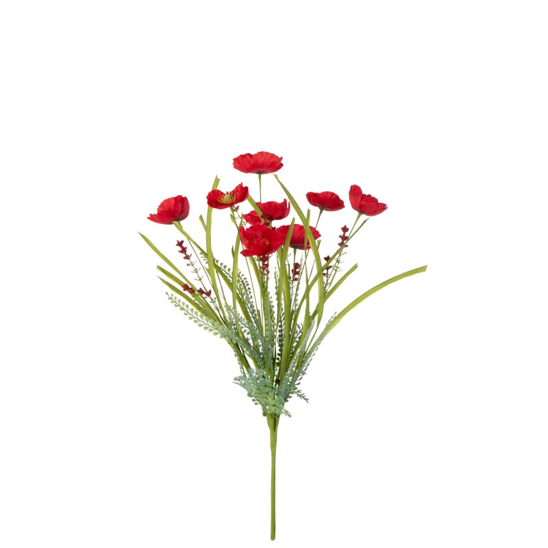 Branche de poppy artificiel en plastique rouge 17.5x17.5x50 cm Branche de poppy artificiel en plastique rouge 17.5x17.5x50 cm