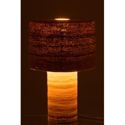 Lampada a puntini in canna beige 38x38x60 cm