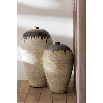 Vase en céramique beige 36x36x56 cm