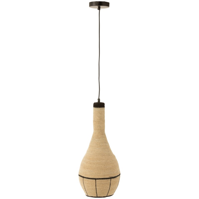 Lámpara de techo pera en junco natural/negro 24x24x56 cm Lámpara de techo pera en junco natural/negro 24x24x56 cm