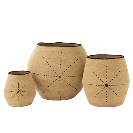 Set de paniers étoile en jonc de mer beige 68x68x57 cm