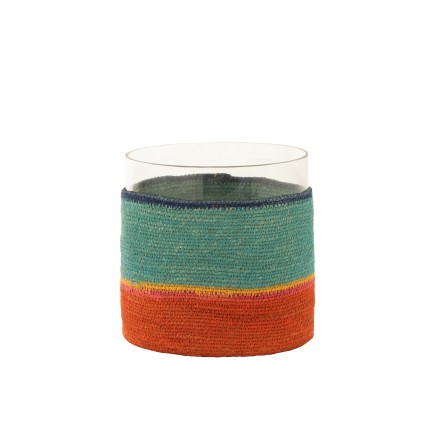 Portacandela rotondo in vetro multicolore 20x20x20 cm