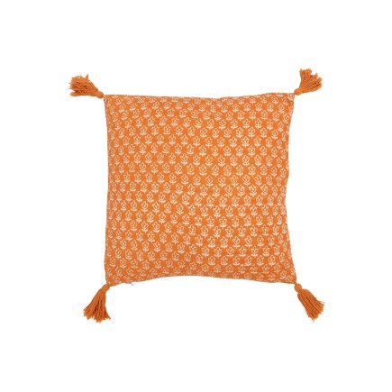 Coussin Fleurs+Floches en Coton Orange 45x45x12 cm