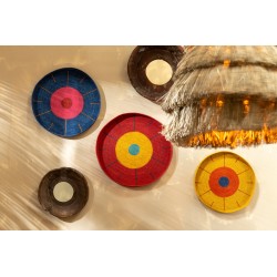 Plateaux déco murale en roseau multicolore 50x50x5 cm